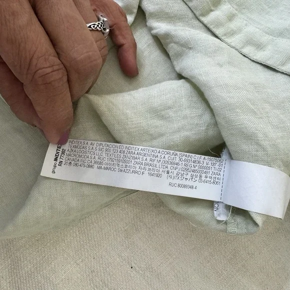 ZARA Womens 100% Linen Top Cropped Button Up Size L  Pockets Lagenlook Slouchy - Picture 6 of 9